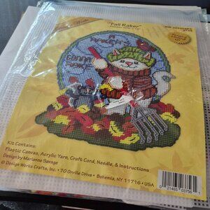 Design Works "Fall Raker" Plastic Canvas Kit Wall Hanging Home Decor 13" x 10.5"
